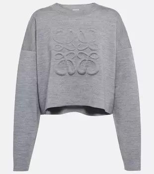 Укороченный свитер Anagram из смесовой шерсти LOEWE, серый