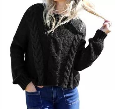 Укороченный свитер Aspen Cable Crew черного цвета Wooden Ships