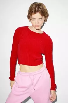 Укороченный свитер Clockhouse, красный