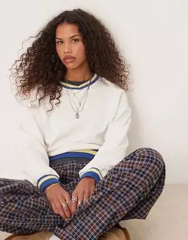 Укороченный свитер цвета слоновой кости с контрастной отделкой rio Free People