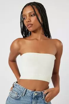 Укороченный свитер-футляр без рукавов Forever 21, слоновая кость