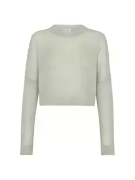 Укороченный свитер из мохера и шерсти с монили Brunello Cucinelli, цвет mint green