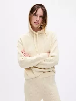 Укороченный свитер из мягкой ткани с капюшоном Gap, бежевый