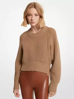 Укороченный свитер из смесовой шерсти в рубчик Michael Kors