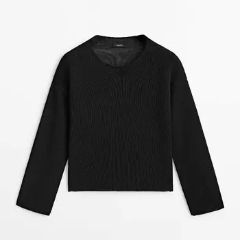 Укороченный свитер Massimo Dutti, черный
