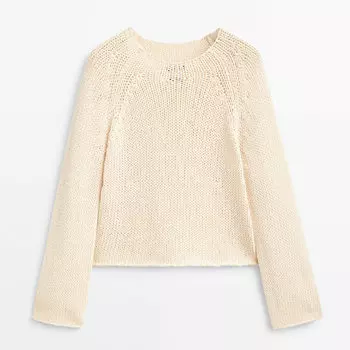 Укороченный свитер Massimo Dutti, кремовый