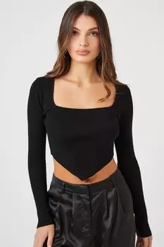 Укороченный свитер рельефной вязки Forever 21, черный