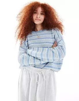 Укороченный свитер с круглым вырезом в синюю полоску ASOS DESIGN