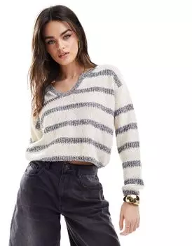 Укороченный свитер с открытым вырезом и фактурной строчкой ASOS DESIGN