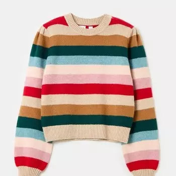 Укороченный свитер с разноцветными полосками Gap, синий