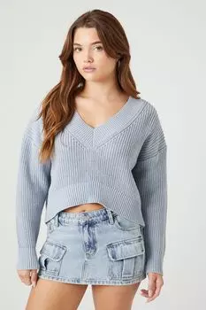 Укороченный свитер с высоким и низким вырезом Forever 21, серый