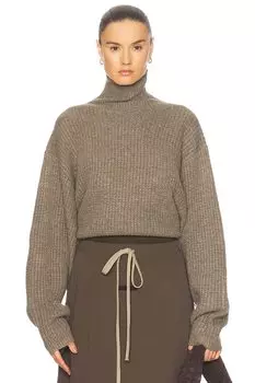 Укороченный свитер с высоким воротником Fear of God ESSENTIALS, цвет Heather Gray