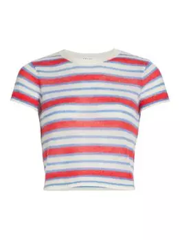 Укороченный свитер в полоску из смесовой шерсти Frame, красный