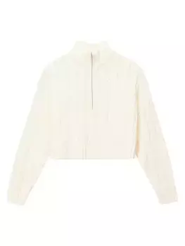 Укороченный свитер вязки в рубчик Hampton Staud, слоновая кость