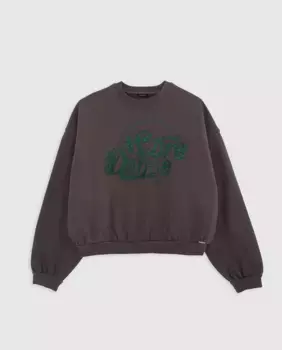 Укороченный свитшот для девочки с рисунком спереди IKKS, серый