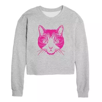 Укороченный свитшот Juniors' Cat Face Sketch Licensed Character, серый