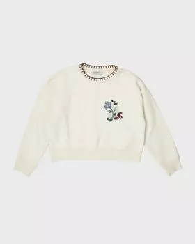 Укороченный свитшот с цветочной вышивкой для девочек, размер 12 Golden Goose, цвет Arctic Wolf 11364