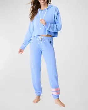 Укороченный свитшот с капюшоном Faded Nights PJ Salvage, цвет Bright Blue