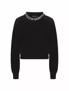 Укороченный свитшот с логотипом Dolce&Gabbana, черный