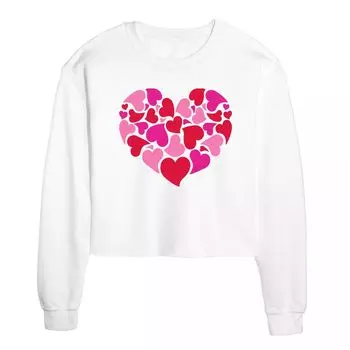Укороченный свитшот с сердечками для юниоров Valentine Hearts Licensed Character, белый