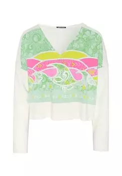 Укороченный свитшот с узорчатыми секциями CHIEMSEE, цвет Star White