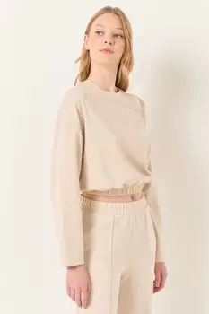 Укороченный свитшот с вырезом Jimmy Key, бежевый