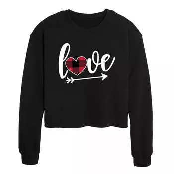 Укороченный свитшот в клетку с сердечками Juniors' Love Licensed Character