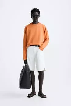 Укороченный свитшот ZARA, светло-оранжевый