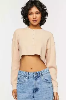 Укороченный термо-топ Raw-Cut Forever 21, нюд