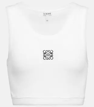 Укороченный топ Anagram из смесового хлопка LOEWE, белый