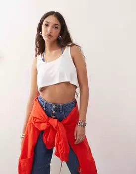 Укороченный топ ASOS DESIGN с круглым вырезом белого цвета