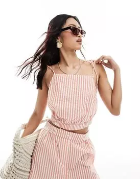 Укороченный топ ASOS DESIGN с завязками в оранжевую полоску