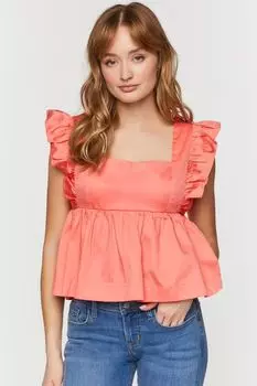Укороченный топ Babydoll с оборками и завязками на спине Forever 21
