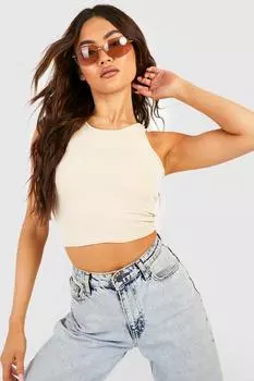 Укороченный топ basic racer Boohoo, песочный