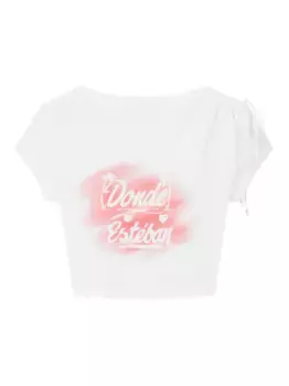 Укороченный топ Bazurto Spray Donde Esteban, белый