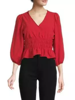 Укороченный топ BCBGeneration со сборками и баской, lipstick red