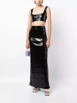 Укороченный топ Beating Heart с пайетками Galvan London, черный