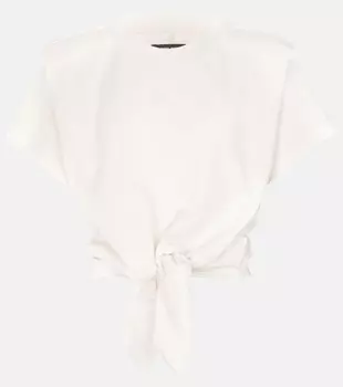 Укороченный топ Belita из хлопкового джерси ISABEL MARANT, белый