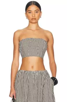 Укороченный топ без бретелек Mira Posse, цвет Gingham Black & Cream