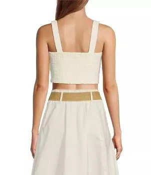 Укороченный топ без косточек A Loves A Boucle с вырезом в форме сердца, белый