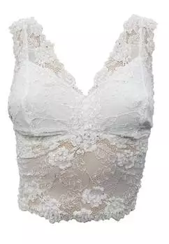 Укороченный топ без рукавов Colette Lace Hand Biseled Pearl PJ Harlow