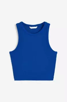 Укороченный топ без рукавов H&M, ярко-голубой