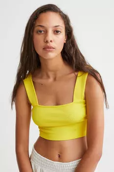 Укороченный топ без рукавов H&M, желтый