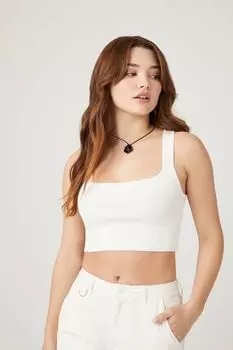 Укороченный топ без рукавов из свитера Forever 21, белый
