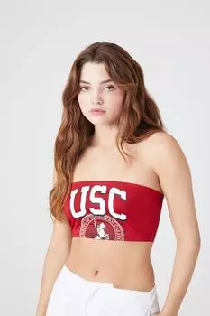Укороченный топ без рукавов с рисунком USC Forever 21, красный