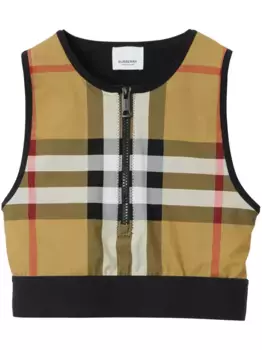Укороченный топ без рукавов в клетку Vintage Check BURBERRY, черный
