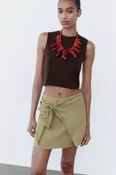 Укороченный топ без рукавов ZARA, коричневый