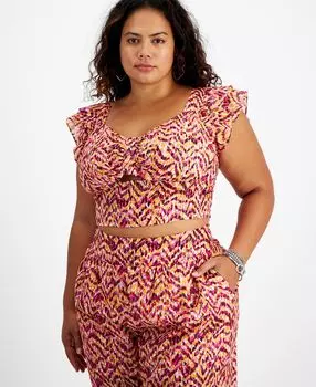 Укороченный топ больших размеров с вырезом сердечком и принтом, созданный для macy's Bar III, мульти