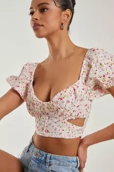 Укороченный топ Broderie с вырезами Pink Vanilla, розовый