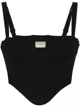 Укороченный топ-бюстье с логотипом DOLCE & GABBANA, черный